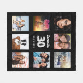 30e verjaardag zwarte zilveren foto collage naam fleece deken (Voorkant (Horizontaal))