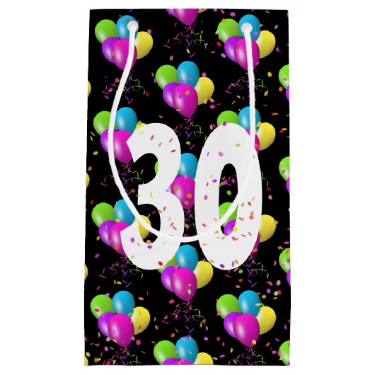 30e Verjaardagsballonnen en Confetti Kleine Gift B Klein Cadeauzakje (Voorkant)
