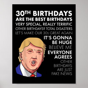 30e verjaardagscadeau Grappig Trump Quote Shirt vo Poster