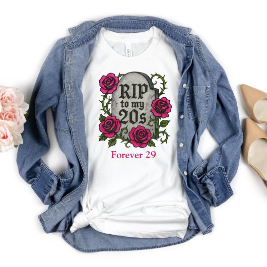 30e verjaardagscadeau Haar Rozen RIP Grafsteen T-shirt