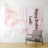 30e verjaardagsdecoratie, roze en gouden achtergro wandkleed (In Situ (horizontaal))