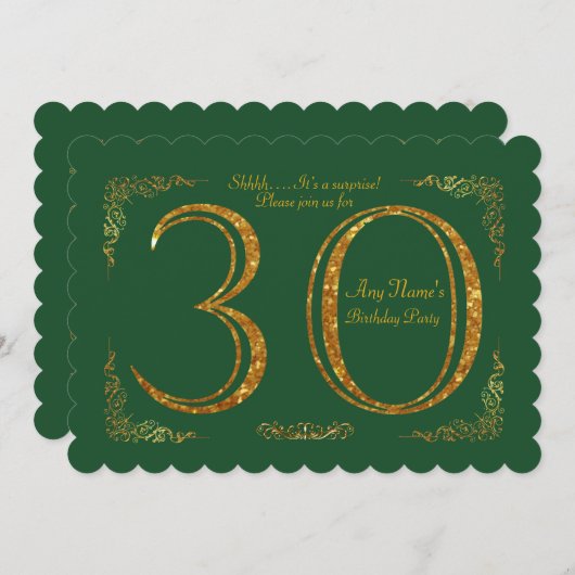 30e, Verjaardagsfeest 30e, grote Gatsby, GROEN & g Kaart (Voorkant / Achterkant)