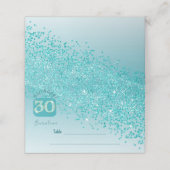 30e verjaardagsfeest Blauwgroen Blue Glitter Plaatskaartje (Buitenkant ongevouwen)