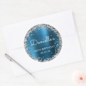 30e verjaardagsfeest Blauwgroen Blue Silver Glitte Ronde Sticker (Envelop)