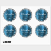 30e verjaardagsfeest Blauwgroen Blue Silver Glitte Ronde Sticker (Vel)
