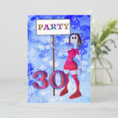 30e Verjaardagsfeest borduitnodiging Kaart (Staand voorkant)