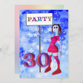 30e Verjaardagsfeest borduitnodiging Kaart (Voorkant / Achterkant)