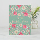 30e Verjaardagsfeest Chic Funky Moderne Bloemen Kaart (Staand voorkant)