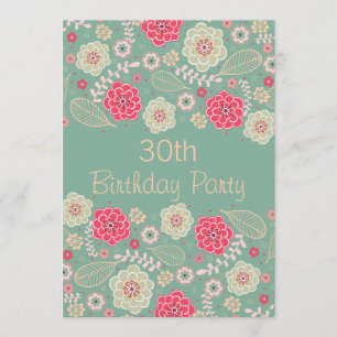 30e Verjaardagsfeest Chic Funky Moderne Bloemen Kaart