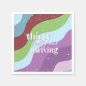 30e verjaardagsfeest dertig flirten en bloeien servet (Voorkant)