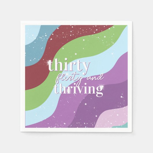 30e verjaardagsfeest dertig flirten en bloeien servet (Voorkant)