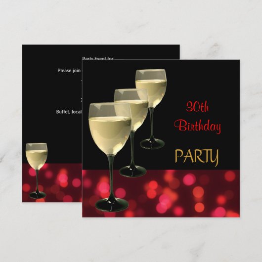 30e verjaardagsfeest Drink bril zwart rood Kaart (Voorkant / Achterkant)