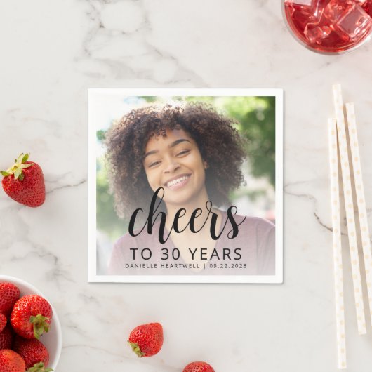 30e verjaardagsfeest Foto Black Script Cheers Servet (Insitu)