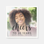 30e verjaardagsfeest Foto Black Script Cheers Servet (Voorkant)