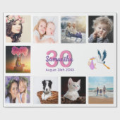 30e verjaardagsfeest foto collage vrouw wit cadeaupapier (Vlak)