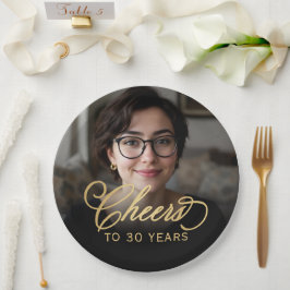 30e verjaardagsfeest Foto Gold Script Cheers Papieren Bordje