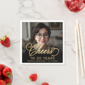 30e verjaardagsfeest Foto Gold Script Cheers Servet (Insitu)
