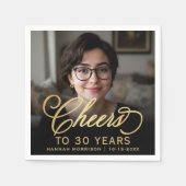 30e verjaardagsfeest Foto Gold Script Cheers Servet (Voorkant)