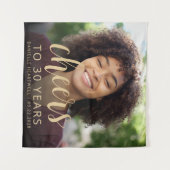 30e verjaardagsfeest Foto Gold Script Cheers Wandkleed (Voorkant (horizontaal))