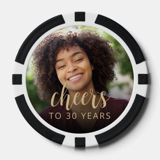 30e Verjaardagsfeest Foto Proost Poker Chips (Voorkant)