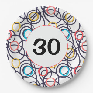 30e Verjaardagsfeest Funky Doodles Papieren Bordje