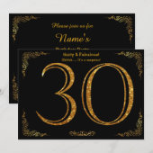 30e Verjaardagsfeest, Gatsby stijl, zwart goud gli Kaart (Voorkant / Achterkant)