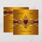 30e Verjaardagsfeest Geel Goud Rood Juweel Kaart (Voorkant / Achterkant)