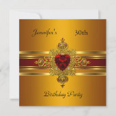 30e Verjaardagsfeest Geel Goud Rood Juweel Kaart (Voorkant)