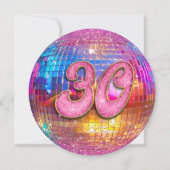 30e Verjaardagsfeest Goud Roze Glitters Disco Bal Kaart (Achterkant)