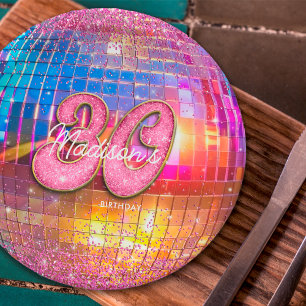 30e Verjaardagsfeest Goud Roze Glitters Disco Bal Papieren Bordje