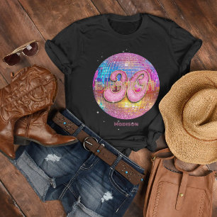 30e Verjaardagsfeest Goud Roze Glitters Disco Bal T-shirt