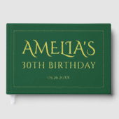 30e verjaardagsfeest gouden folie grens smaragdgro gastenboek (Voorkant)