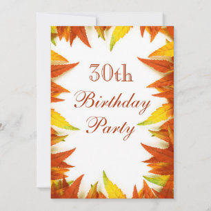30e Verjaardagsfeest Herfstbladeren Kaart