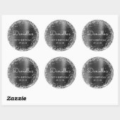 30e verjaardagsfeest Houtskool Grijs Zilver Glitte Ronde Sticker (Vel)