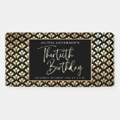 30e verjaardagsfeest in zwart wit en goud script spandoek (Horizontaal)