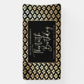 30e verjaardagsfeest in zwart wit en goud script spandoek (Verticaal)