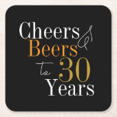 30e verjaardagsfeest juicht bieren zwart goud kartonnen onderzetters (Voorkant)