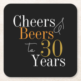 30e verjaardagsfeest juicht bieren zwart goud kartonnen onderzetters