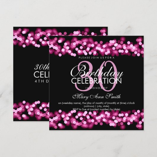 30e Verjaardagsfeest Nep Roze Hollywood Glamour Kaart (Voorkant / Achterkant)