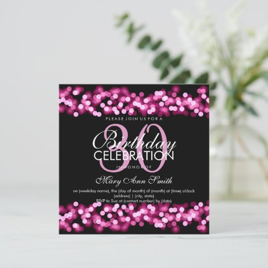 30e Verjaardagsfeest Nep Roze Hollywood Glamour Kaart (Staand voorkant)