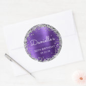 30e verjaardagsfeest Paarse zilveren glitter Ronde Sticker (Envelop)