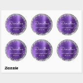 30e verjaardagsfeest Paarse zilveren glitter Ronde Sticker (Vel)