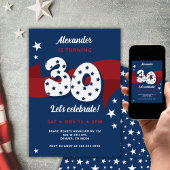30e Verjaardagsfeest Patriottisch Rood Wit Blauw S Kaart