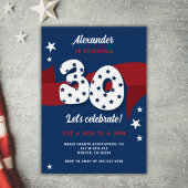 30e Verjaardagsfeest Patriottisch Rood Wit Blauw S Kaart