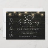 30e verjaardagsfeest Roestig hout lichtjes Save The Date (Voorkant)