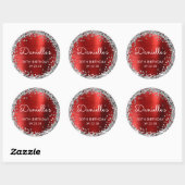 30e Verjaardagsfeest Rood Zilver Glitter Ronde Sticker (Vel)