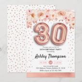 30e Verjaardagsfeest - Roze Gouden Ballonnen Kaart (Voorkant / Achterkant)