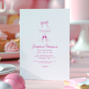 30e verjaardagsfeest roze grillige Dainty Doodle Kaart