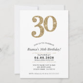 30E VERJAARDAGSFEEST UITNODIGEN moderne gouden gli Kaart (Voorkant)