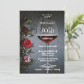 30e Verjaardagsfeest Wijn & Rode Rozen Verjaardag Kaart (Staand voorkant)